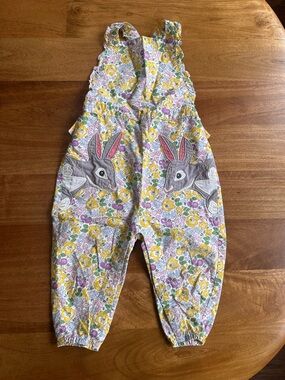 Baby Boden Floral Bunny Appliqué Dungas in Yellow, Pink, Green, Gray